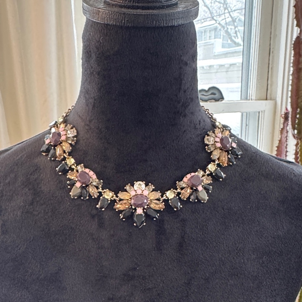 Banana Republic Black and Pink Gem Necklace